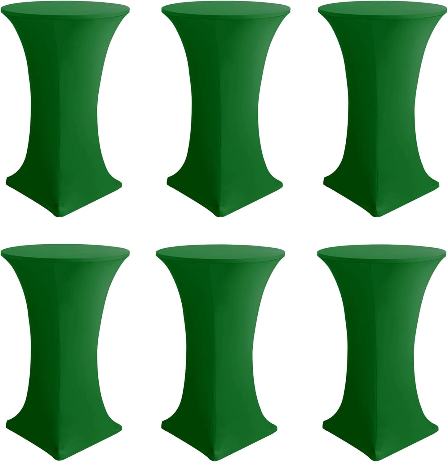 Cocktail Table Covers-Spandex Round High Top Table Cloths 6 Pack 32x43 Inch-Green Stretch Fitted Bar Tall Tablecloth for Pub Bistro Highboy Party Event Banquet Height Folding Satnding Tables