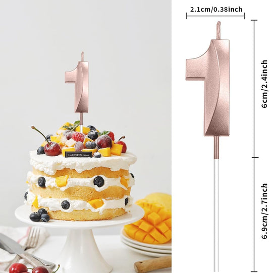 10th Birthday Candles Number 10 Candle Numeral Candles Happy Birthday Cake Candles Topper Decoration 3D Number Candles Cupcake Topper for Birthday Wedding Anniversary Celebration Supplies Rose Gold