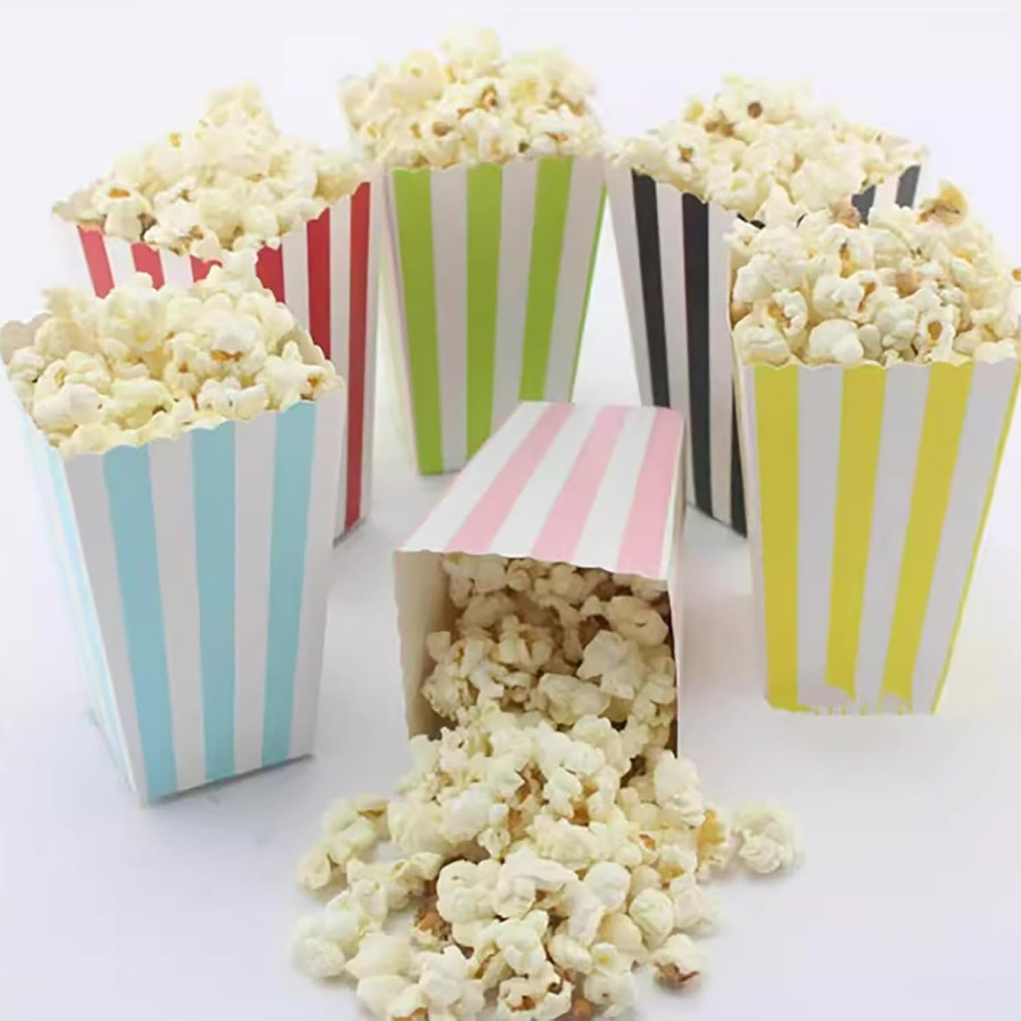 24pcs Striped Paper Popcorn Boxes for Party Favor Supplies (Blue)