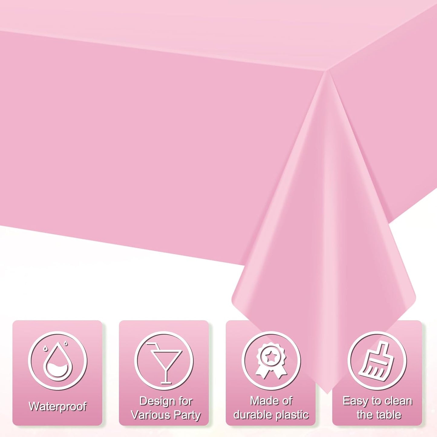 6Pcs Light Pink Tablecloth,Disposable Plastic Tablecloths,Waterproof Pink Rectangle Table Cover for Graduation Birthdays Weddings Anniversary Party Decorations,54 x 108 Inch