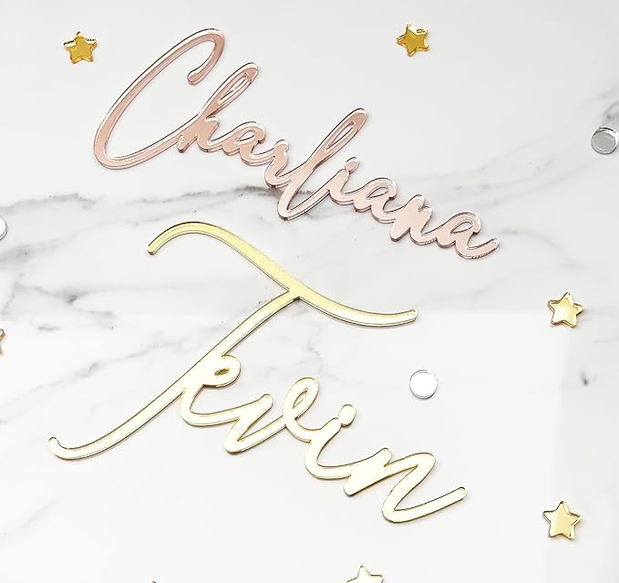 Custom Acrylic Cake Name Plaque Plate| Custom Cake Name Sign | Acrylic Name Cake Topper | Wedding Place Card | Customizable Cake Topper Decoration for Birthday,BabyShower,Wedding