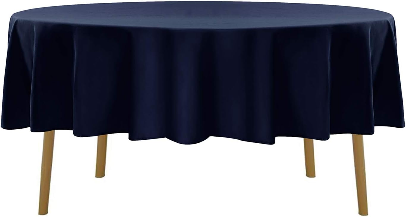 90 inch Round Tablecloth Washable Polyester Table Cloth Decorative Table Cover for Wedding Party Dining Banquet（90 inch,Navy）