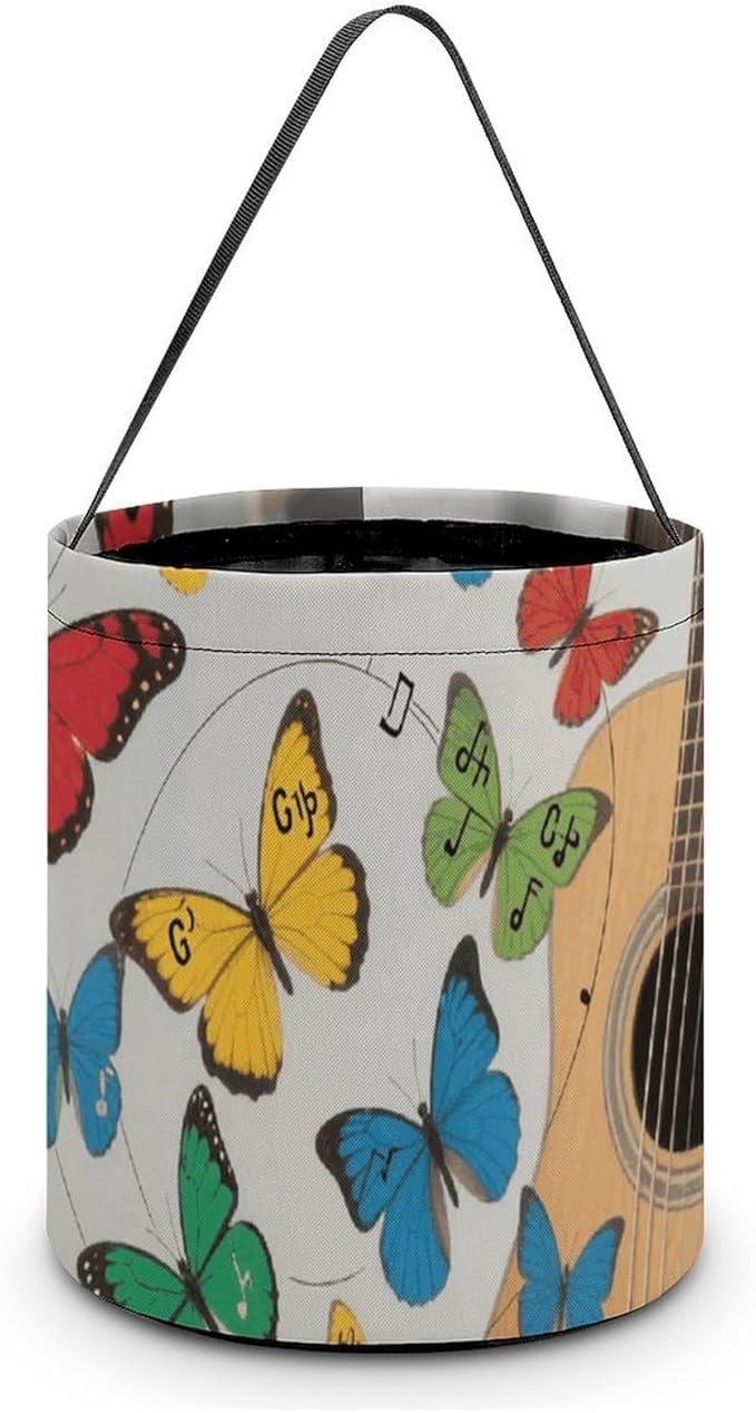 Halloween Candy Bucket - Guitar And Butterfly Trick Or Treat Candy Bag, Gift Bag for Party Favor Supplies