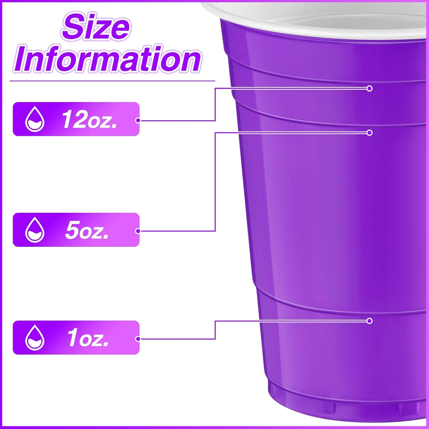 Lounsweer 100 Pack 16 Ounce Christmas Plastic Party Cups Disposable Heavy Duty Drinking Water Cups for Holiday Christmas Festival Wedding New Year Birthday Party Supplies(Purple)