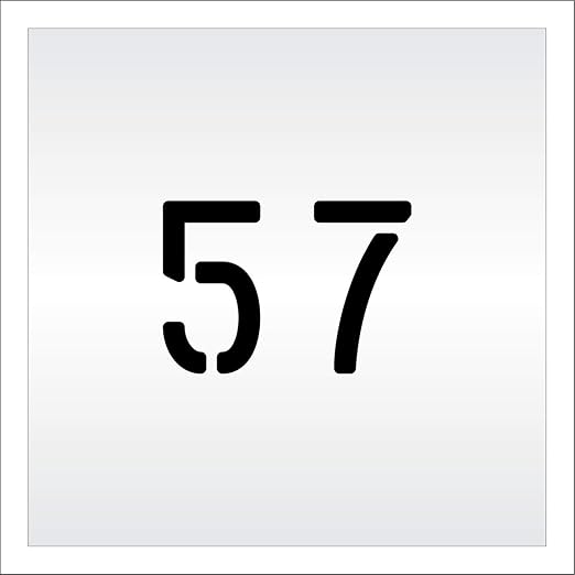 Pavement, Curb, and WheelStop Stencils - 4 inch Double Number Stencil - (57) - 4" x 5.5" x 1/8" (128 mil) - Pro-Grade