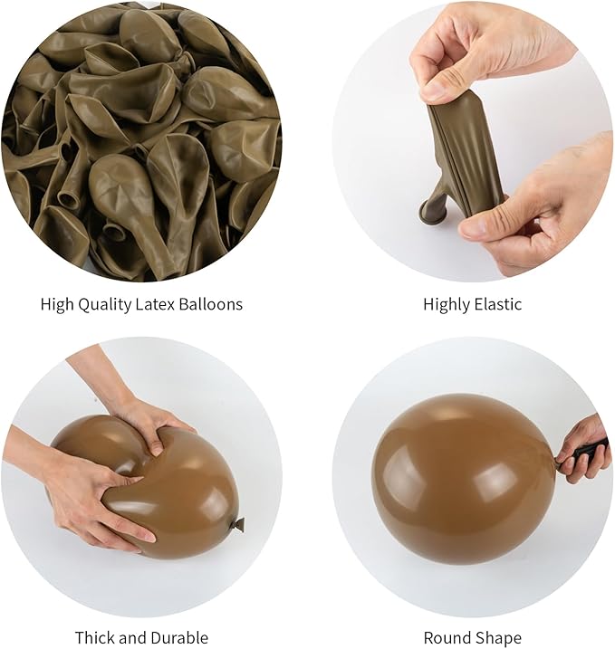 Dark Brown Balloons, 140pcs 18 12 10 5 Inch Different Sizes Pack Party Latex Balloons for BOHO Birthday Halloween Holiday Balloon Garland as Party Decorations