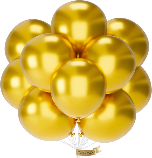 PartyWoo Metallic Gold Balloons 20 pcs 18 Inch Large Big Jumbo Giant Chrome Gold Latex Helium Balloons for Graduation Baby Shower Christmas Wedding New Year Birthday Party Decorations Gold-G101