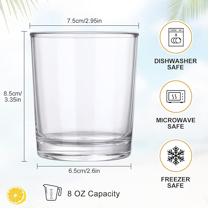 Gerrii 24 Pcs Clear Plastic Tumblers Drinking Cups Reusable Unbreakable Juice Acrylic Glasses Dishwasher Safe Plastic Glasses for Adults Picnic Party Kitchen (8 oz,Classic)