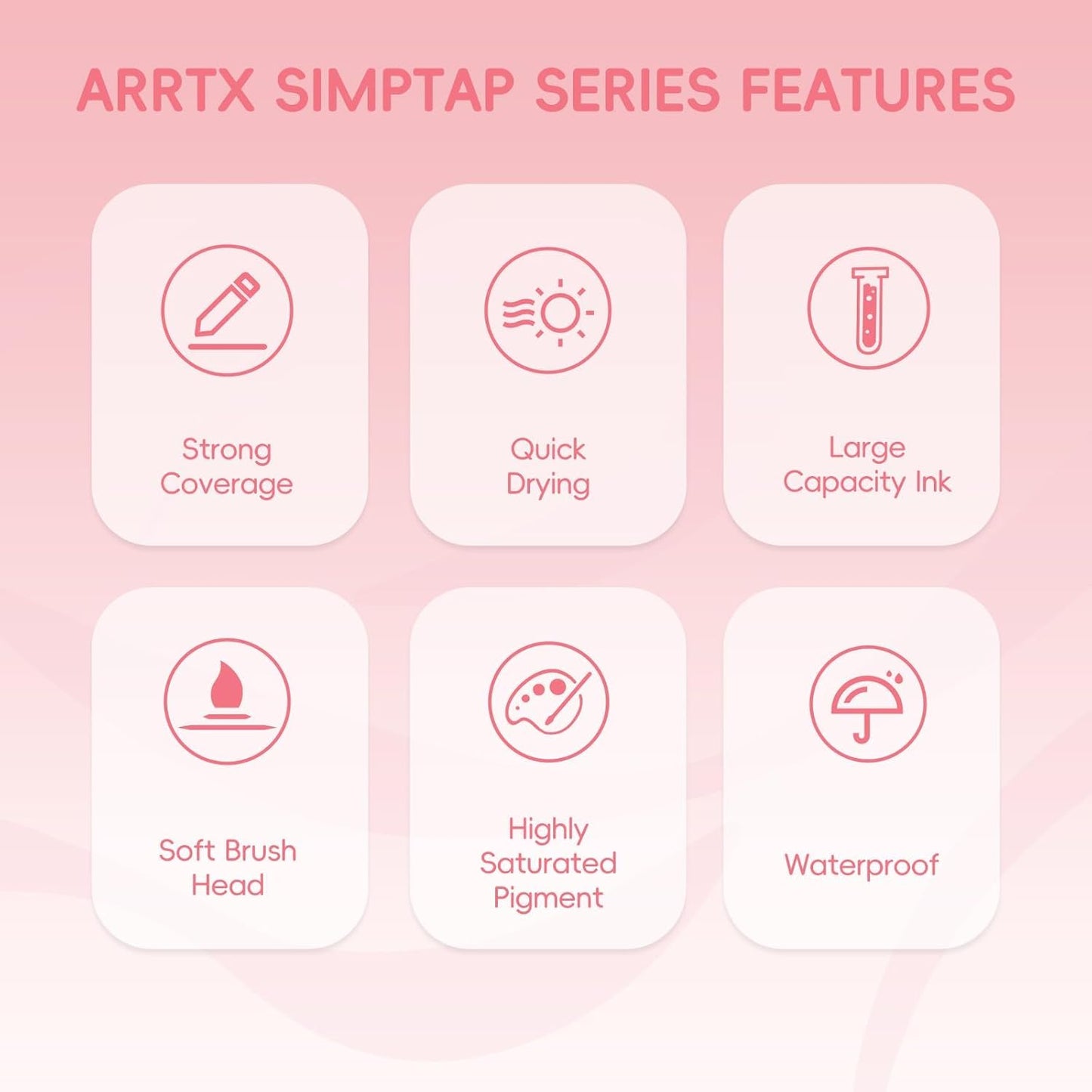 Arrtx Simptap Series Acrylic Paint Pens, Brush Tip Acrylic Paint Markers for Rock Painting, DIY Craft, 48 Count