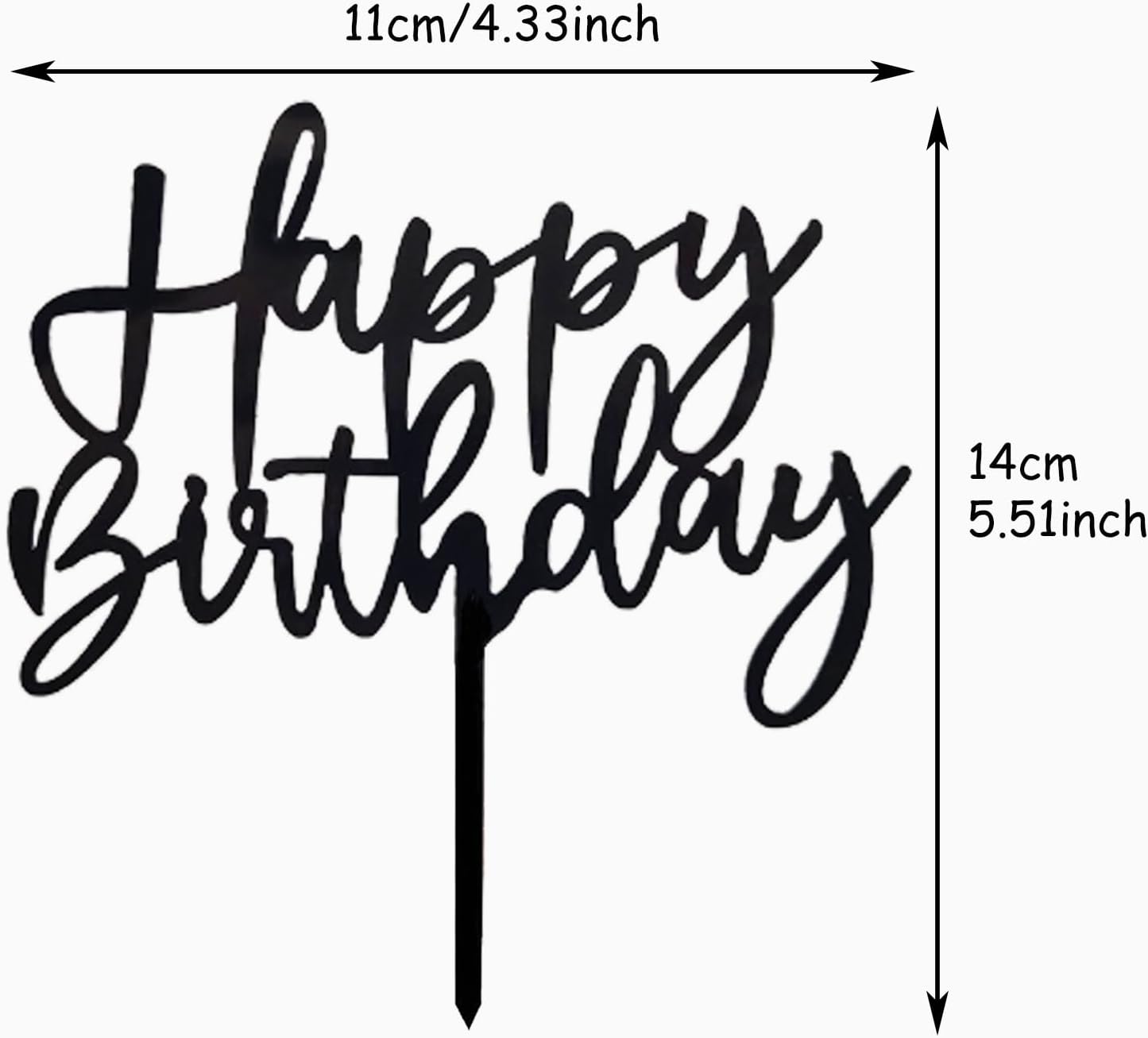 ZHENGYE Black Acrylic Happy Birthday Cake Topper - Cupcake Topper & Cake Decoration Supplies for Baby Shower, Children or Adults Birthdays