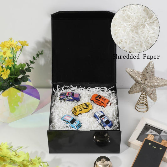 1 Pcs Small Black Gift Box 8x8x4 Inch Magnetic Gift Box with Crinkle Paper Luxury Gift Boxes with Lids for Presents