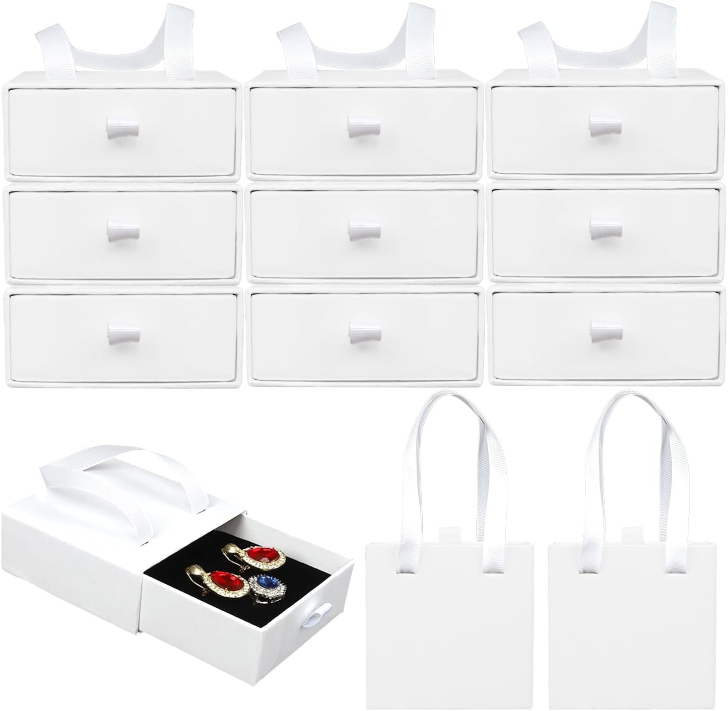 Small Jewelry Boxes, 12 Pack Jewelry Gift Boxes Drawer Jewelry Box Necklace Box, Jewelry Gift Box Necklace Gift Box For Earrings Rings Necklace Bracelet,4 x 4 x 1.7 Inches (White)