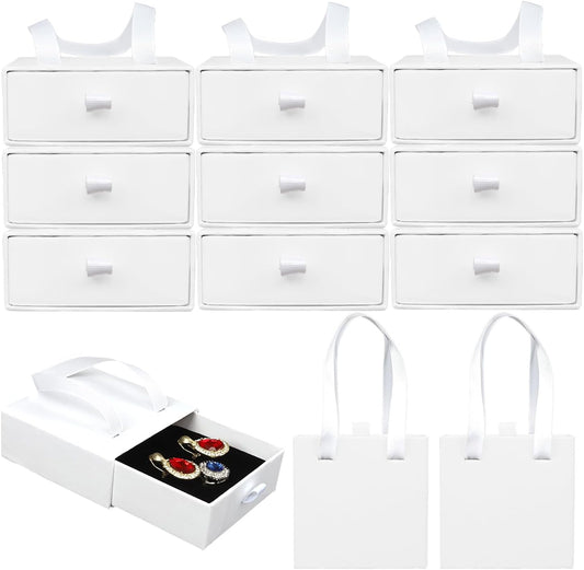 Small Jewelry Boxes, 12 Pack Jewelry Gift Boxes Drawer Jewelry Box Necklace Box, Jewelry Gift Box Necklace Gift Box For Earrings Rings Necklace Bracelet,4 x 4 x 1.7 Inches (White)