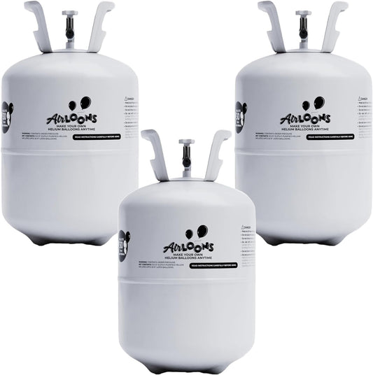Airloons Helium Balloon Kit with 3 Pack 7.5 Cu Ft Tank - Includes 90 Multicolor 9 in Latex Balloons, Ribbon & Easy to Fill Nozzle - Easy Setup for Birthdays, Weddings, Baby Showers, DIY Party Décor