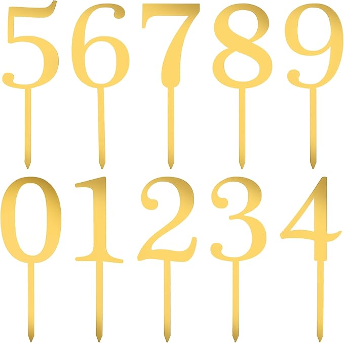 20PCS 0-9 Number For Cake Topper, Shiny Gold Acrylic Cake Topper, Freely Match Acrylic Numbers Suitable for Birthdays, Parties, Weddings, Anniversaries