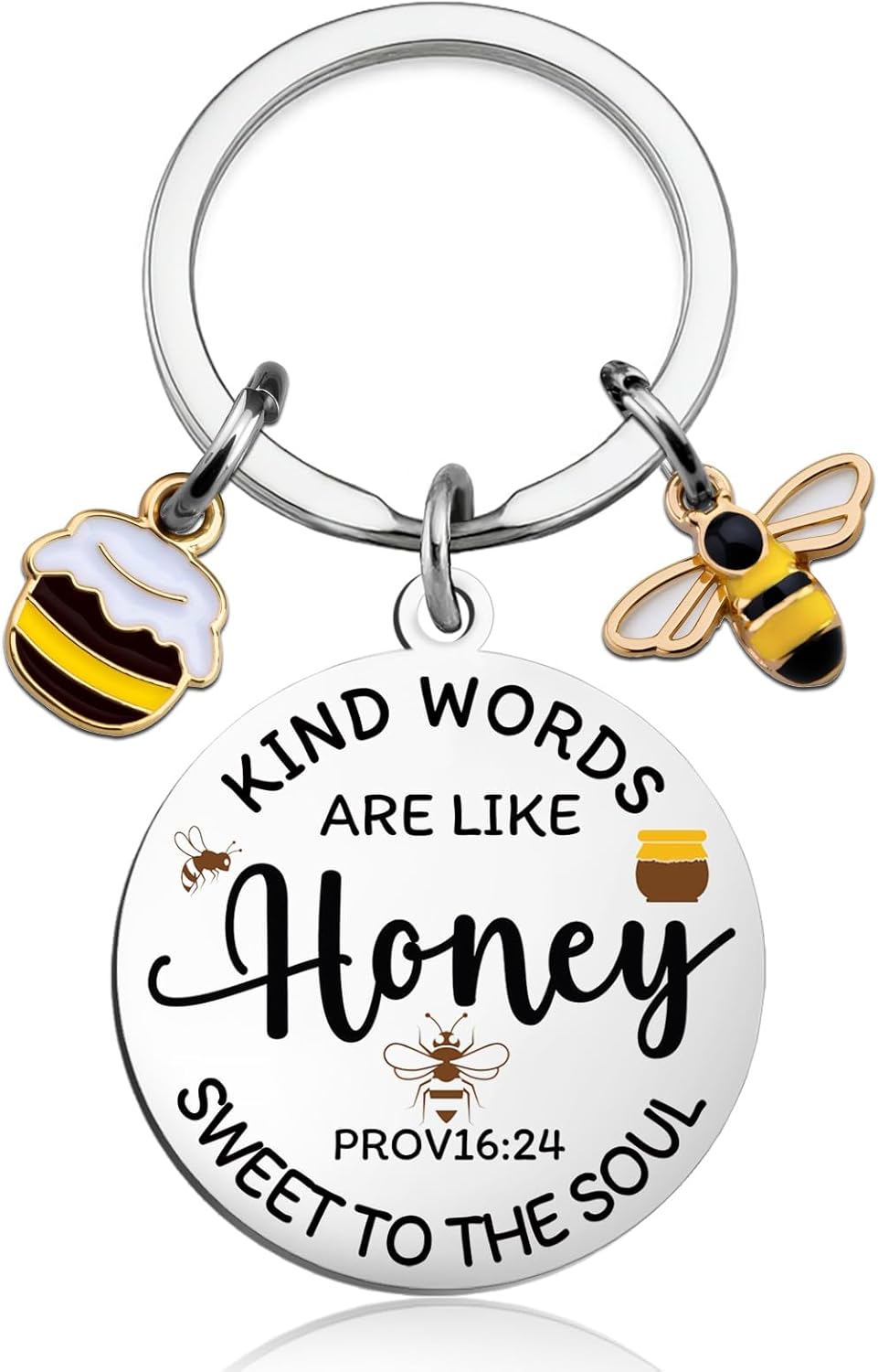 Christian Keychain for Women Teen Girls Religious Bible Verse Keychain Inspirational Bee Themed Christian Gift for Friends Family Cute Sweet Like Honey Bee Gifts Bible Scripture Accessories