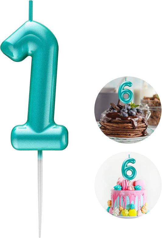 Blue Number 1 Candle Happy Birthday 3D Number Candles for Birthday Cake Party Decoration Wedding Anniversary Celebration Supplies