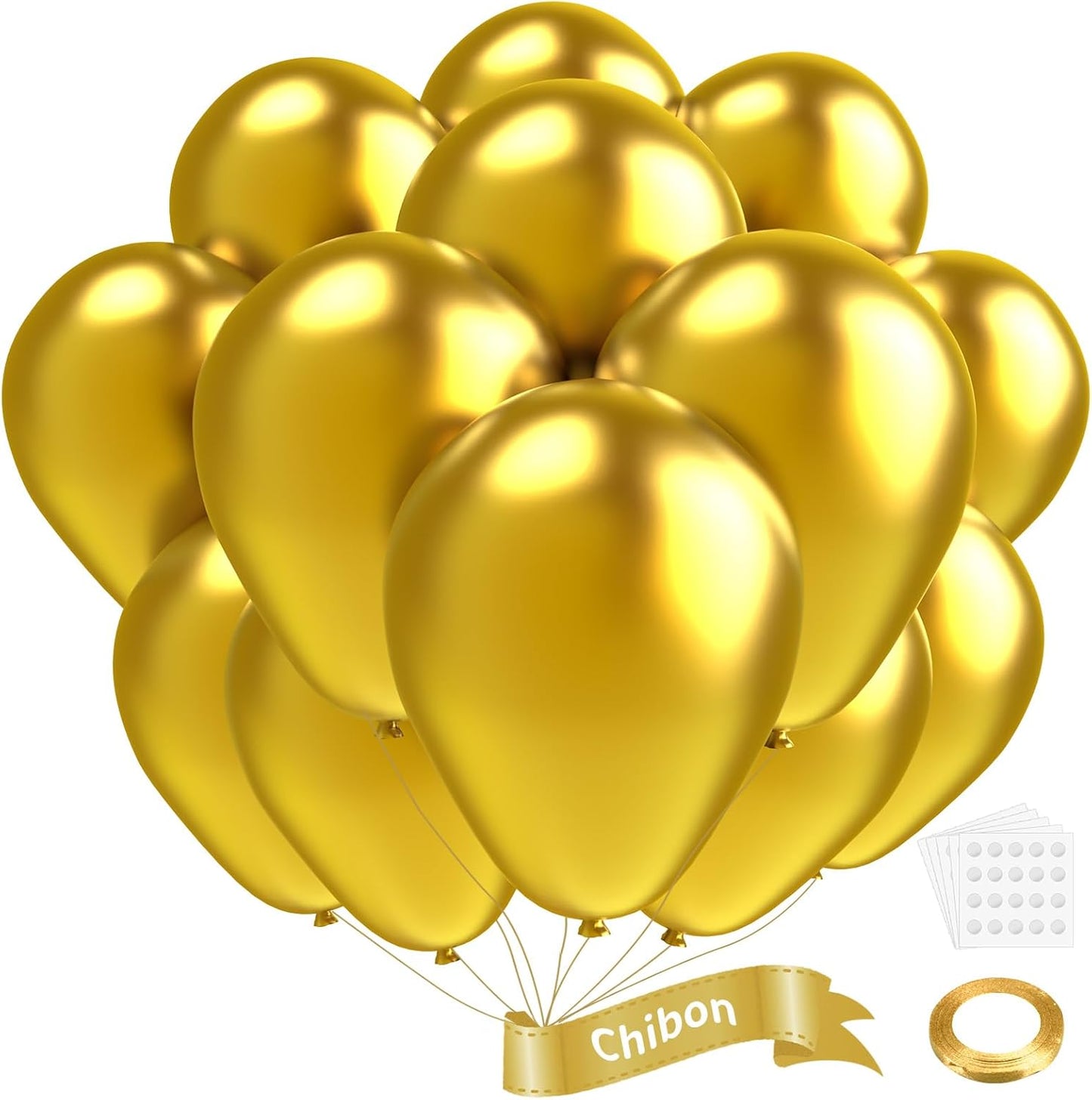 Gold Metallic Chrome Latex Balloons, 100pcs 12inches Round Helium Gold Metallic Chrome Balloons for Birthday Baby Shower Wedding Birthday Party Decorations