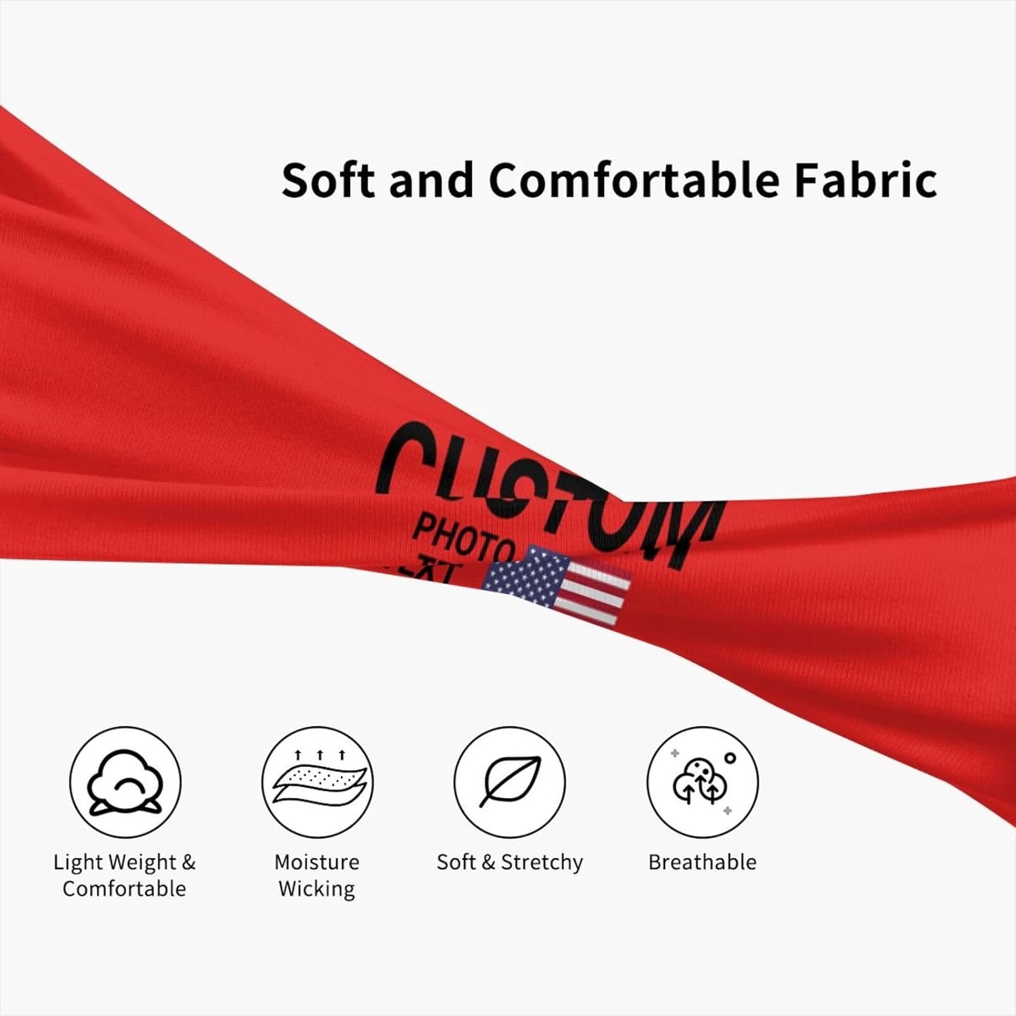 Custom Sports Headband Sweatband Bandana Add Your Photo Logo Text Number, Bulk Customized Unisex Sports Moisture Wicking Breathable Elastic