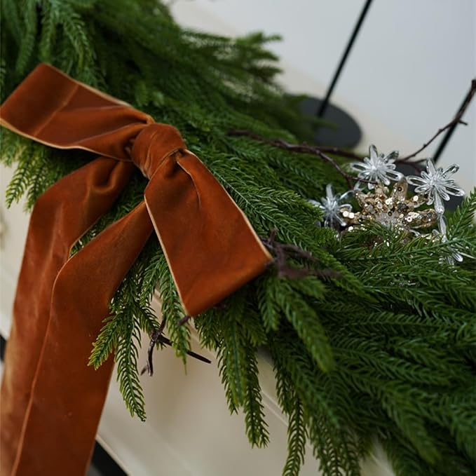 Norfolk Pine Garland,2Pcs 6ft Real Touch Norfolk Pine Garland Realistic Artificial Greenery Christmas Garland for Table, Mantle, Wall, Indoor, Outdoor Christmdas Decorations