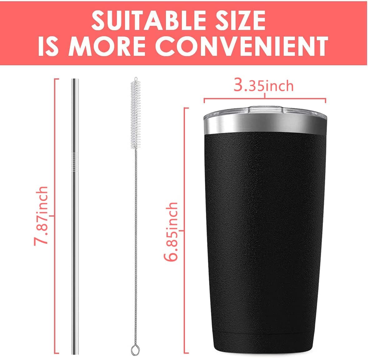 6 Pack 20 oz Stainless Steel Insulated Tumbler with Straw and Lid, Double Wall Travel Coffee Mug Vacuum Insulated Bulk Tumbler, Suitable for Vehicle Cup Holders(Assorted Colors)