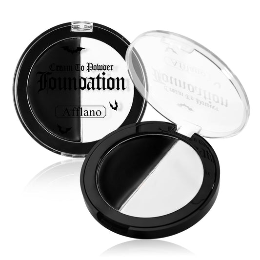 Halloween Black White Face Paint, Goth White Foundation Makeup Cream To Powder Greasepaint, Emo Gothic Clown Cosplay Face Painting Full Coverage, Eye Black Body Paint SFX Cary Skeleton Zombie Costume