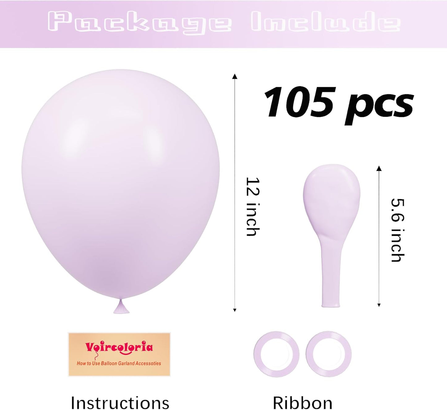 105pcs Pastel Purple Balloons 12inch Party Latex Balloons for Boys Girls Birthday Baby Shower Gender Reveal Wedding Sunflower Party Decorations