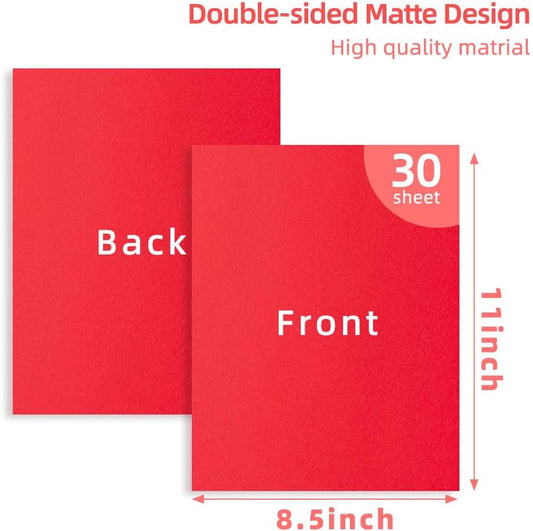 Red Cardstock 8.5 x 11 Inch, 30 Sheet Card Stock, 92lb/250gsm Thick Cover Stock, Heavyweight Printer Paper for Invitations, Scrapbooking, Crafts, DIY Projects, Drawing & Decorations