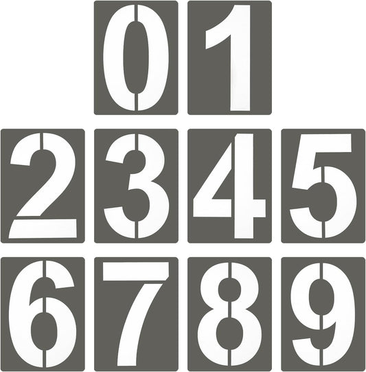 PATIKIL 3 Inch 10Pcs Large Number Stencils, 0-9 Address Number Stencil, Reusable Plastic Digital Templates for Crafts Wood Stencils Templates White