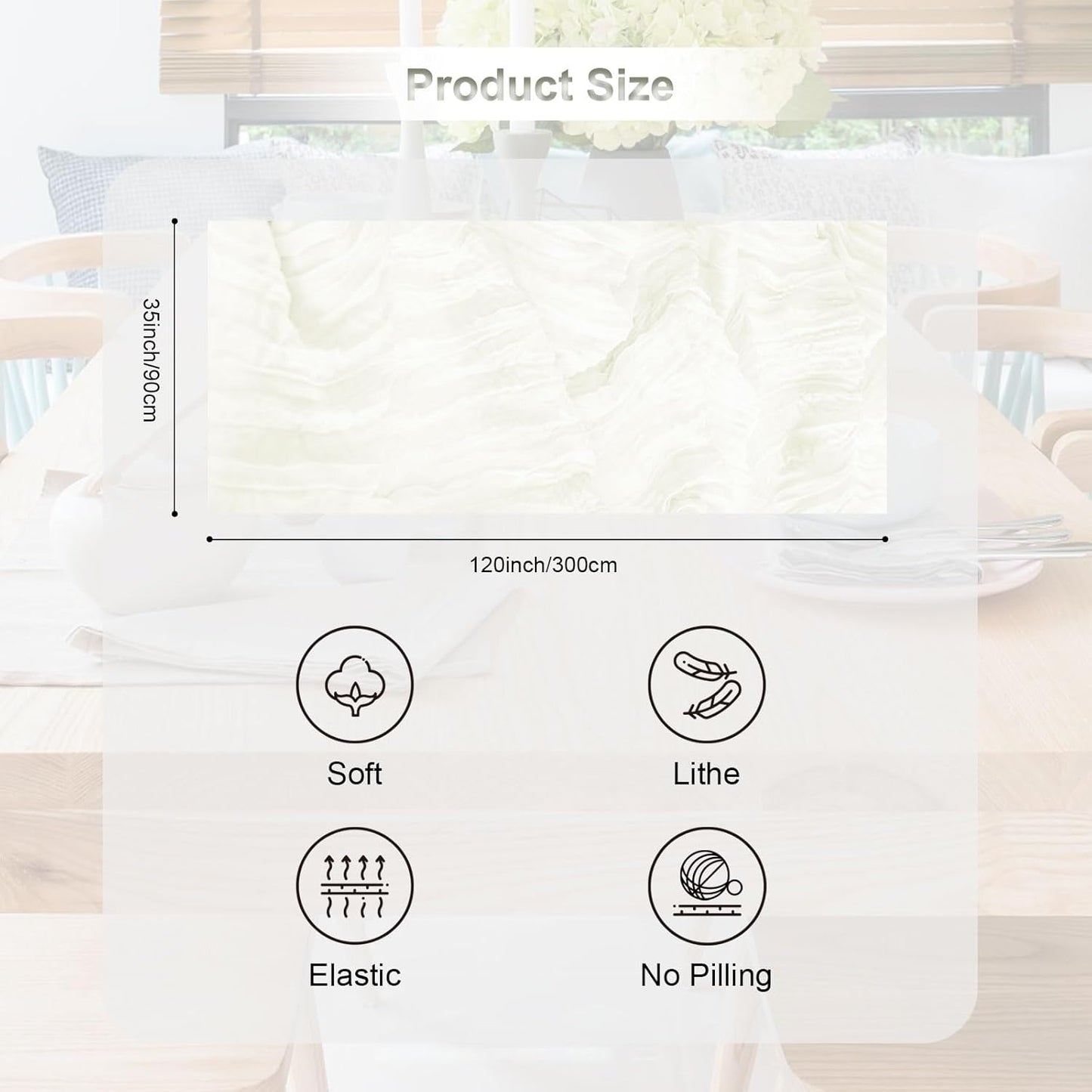 1 Pack White Cheesecloth Table Runner 35x120 Inch 10Ft Rustic Gauze Cheese Cloth Thanksgiving Table Runner Sheer Cheesecloth Table Runners for Wedding Party Bridal Shower Decoration