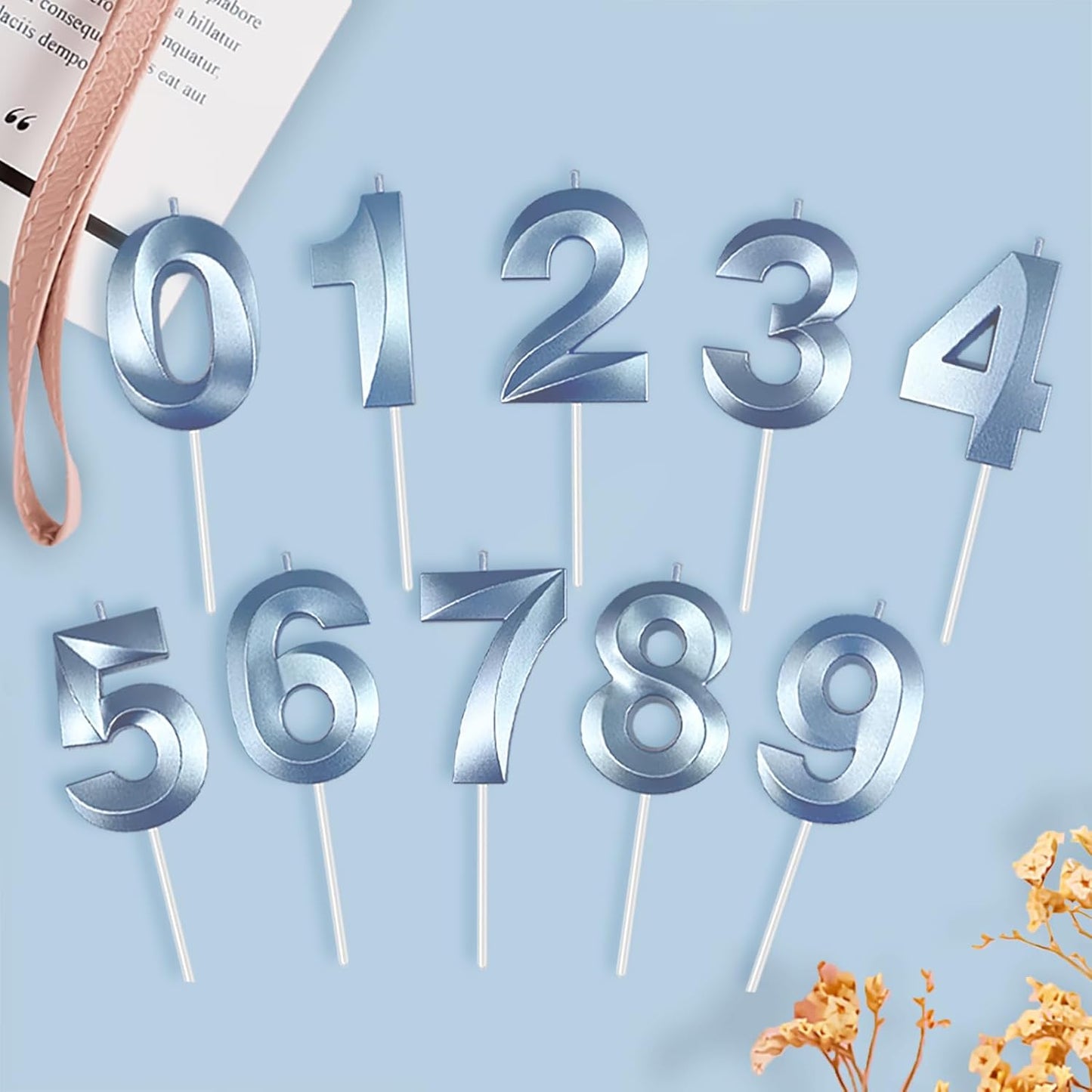 Blue Number 3 Candles, 3D Diamond 2.76 Inch Cake Topper Birthday Candles for Wedding Anniversary Cake Decorations, Happy Birthday Party Decorations