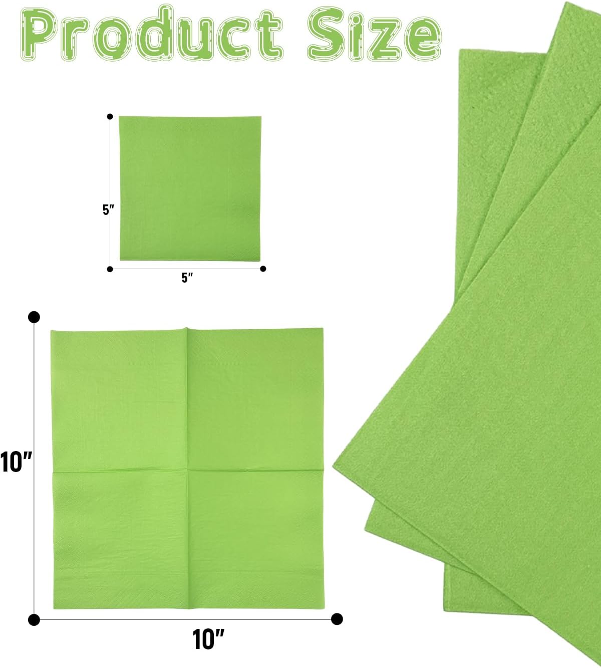 Pea Green Cocktail Napkins 5 * 5inch disposable Beverage Napkin paper for Cocktail, Wedding, Dinner，Birthday Party Dessert Wine Paper Napkins（ 120 Count）