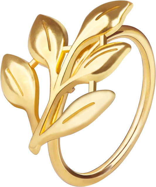 Gold Napkin Rings Set of 12, Metal Leaf Napkin Ring Holders for Cloth Napkins, Fall Napkin Ring Buckles Bulk for Wedding Receptions, Christmas Thanksgiving Holiday Party Dinner Table Settings