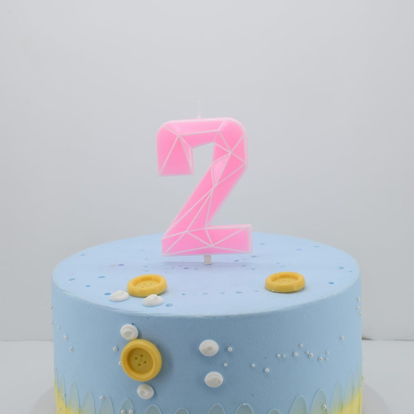 DERVENTA Birthday Candle Big Number 3D Macaron Pink 3.7 inch Party Celebration Anniversary Decoration Cake Topper 1 Piece (Number 2 Macaron Pink)