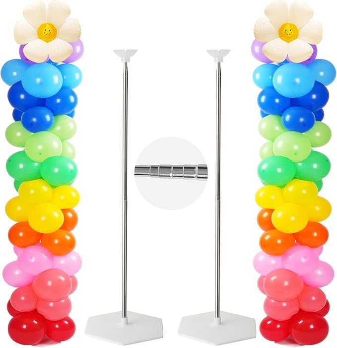 Tamodan Adjustable balloon column kit set of 2, 78 Inch balloon tower Reusable Metal Telescopic Design，balloons tower stand for Weddings, Birthdays, Baby Showers & Graduation Events