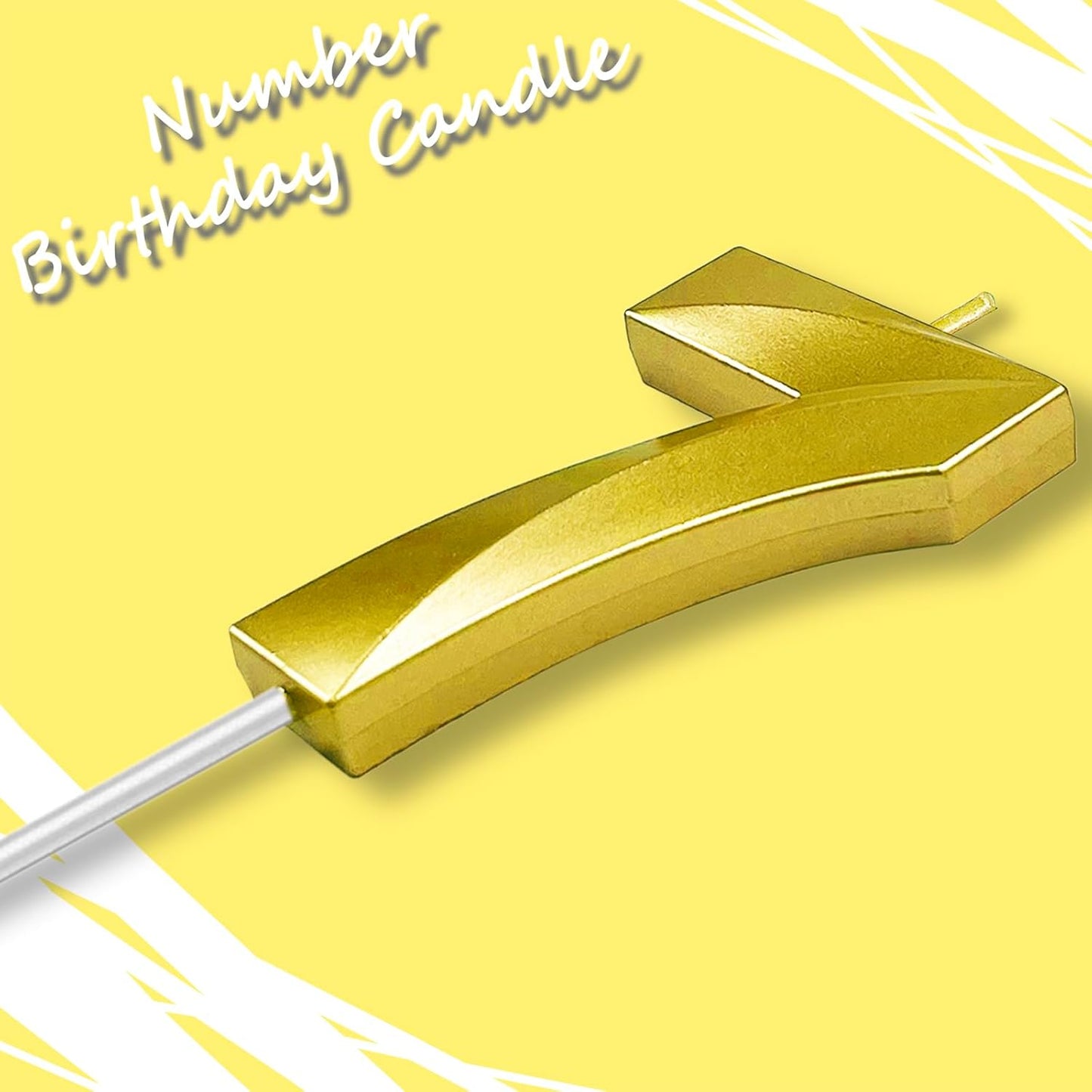 Gold Number 7 Candles, 3D Diamond 2.76 Inch Cake Topper Birthday Candles for Wedding Anniversary Cake Decorations, Happy Birthday Party Decorations