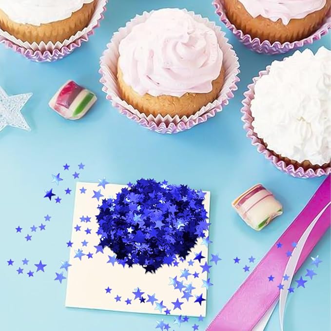 Ruidee 60g Star Confetti Metallic Foil Stars Table Confetti Metallic Foil Stars Sequin for Halloween Birthday Wedding Festival Party DIY(ZX/Blue)