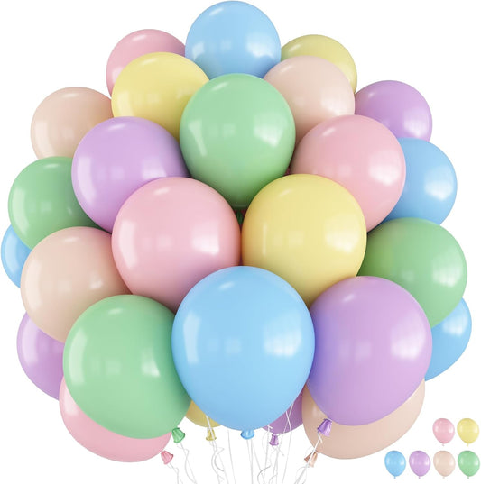 60 PCS Pastel Balloons, 12 Inch Macaron Latex Balloon Pastel Multicolor Party Balloons Assorted Color Rainbow Helium Balloon for Girl Birthday Wedding Anniversary Baby Shower Party Decorations