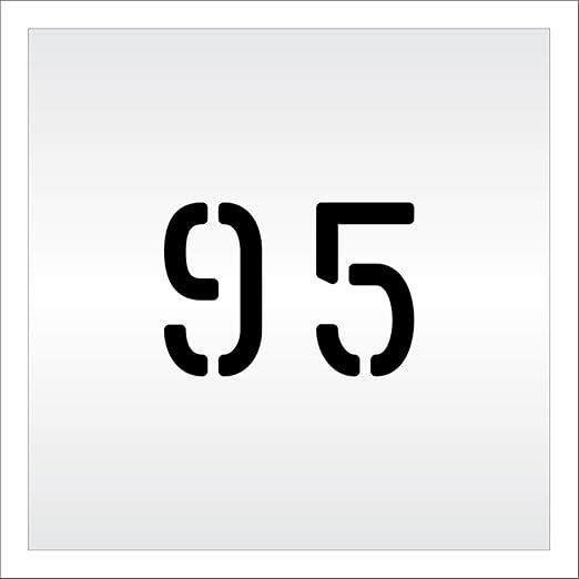 Pavement, Curb, and WheelStop Stencils - 4 inch Double Number Stencil - (95) - 4" x 5.5" x 1/8" (128 mil) - Pro-Grade