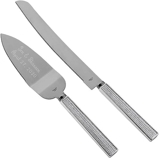 GIFTS INFINITY Personalized Wedding Cake Knife and Server Set with Engraving – Cake Cutting Utensil Set, Keepsake Gift for Wedding, Anniversary, Reception, Birthday & Other Occasions (2558)