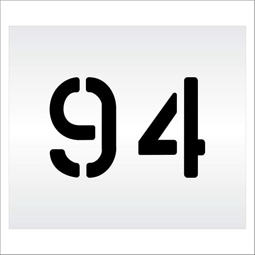 Pavement, Curb, and WheelStop Stencils - 6 inch Double Number Stencil - (94) - 6" x 9" x 1/8" (128 mil) - Pro-Grade