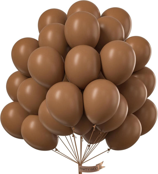 PartyWoo Brown Balloons 100 pcs 12 Inch Boho Neutral Coffee Dark Brown Latex Helium Balloons for Wedding Baby Shower Gender Reveal Safari Woodland Birthday Party Decorations Brown-F09