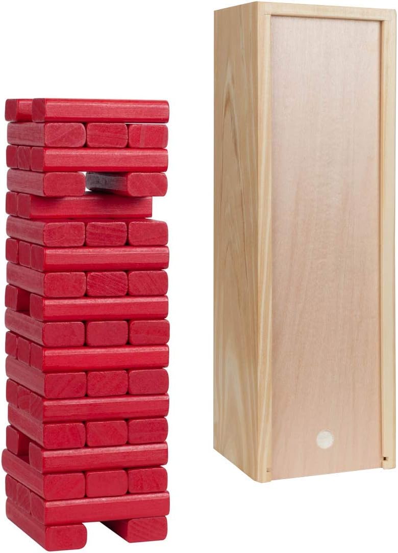 WE Games Wooden Block Stacking Party Game for Adults, Tumble Tower Wedding Guest Book Alternative, Tabletop Games, Includes Storage Case, 12 inches