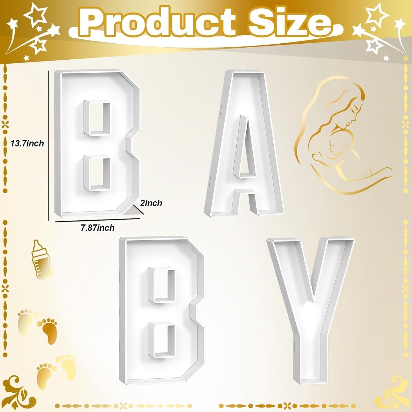 BABY Charcuterie Board Letters Fillable, BABY Cardboard Letters for Charcuterie, White BABY Letters for Baby Shower Gender Reveal Birthday Decoration, BABY Letter Tray for Food Chocolate Cupcake Candy