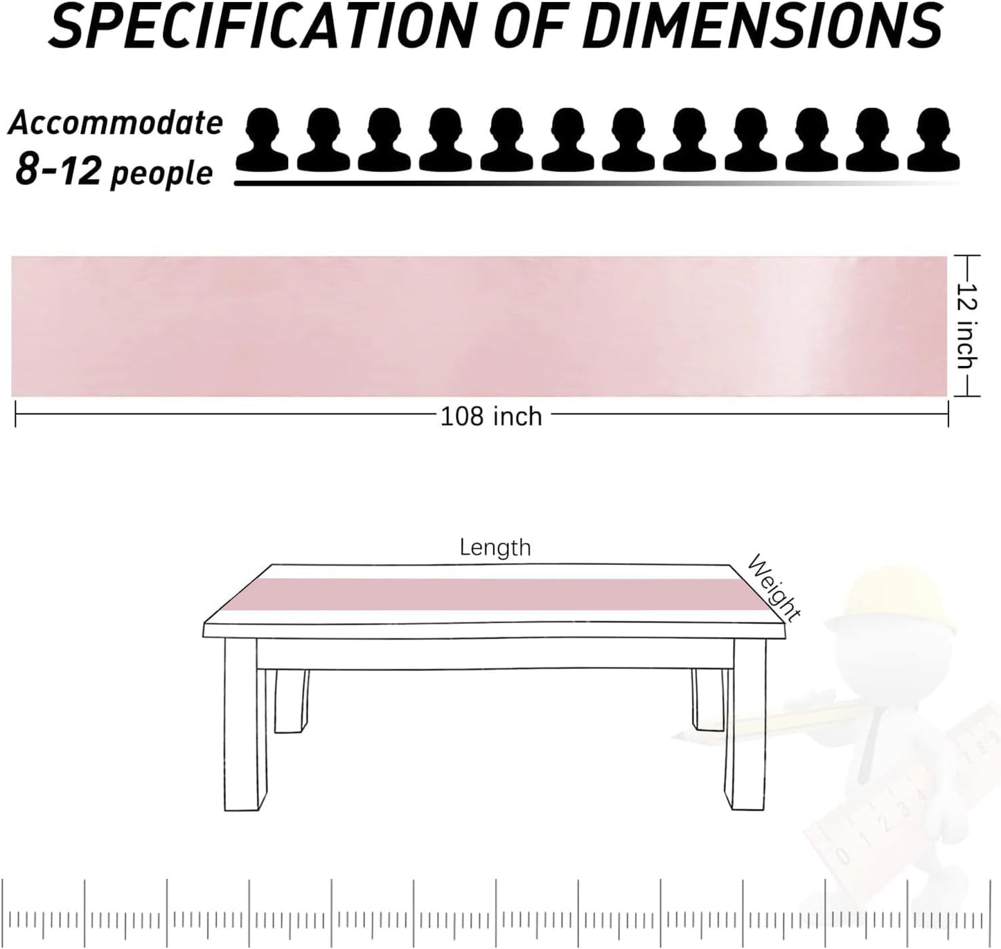5 Pack Table Runner 12 X 108 Inch Silk Table Runner for Party,Wedding, Birthday, Banquets,Decoration(Rose Gold)