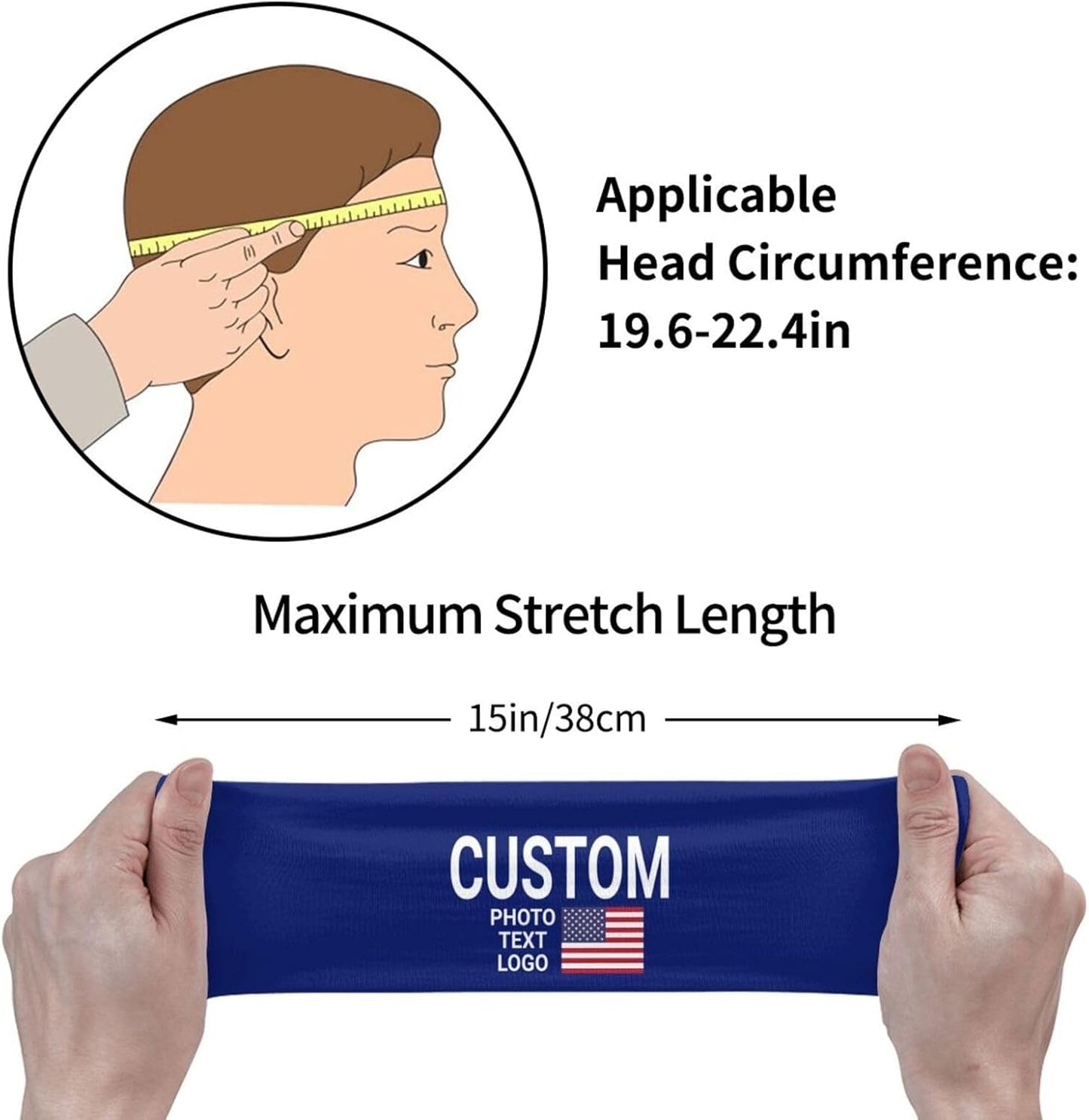 Custom Sports Headband Sweatband Bandana Add Your Photo Logo Text Number, Bulk Customized Unisex Sports Moisture Wicking Breathable Elastic