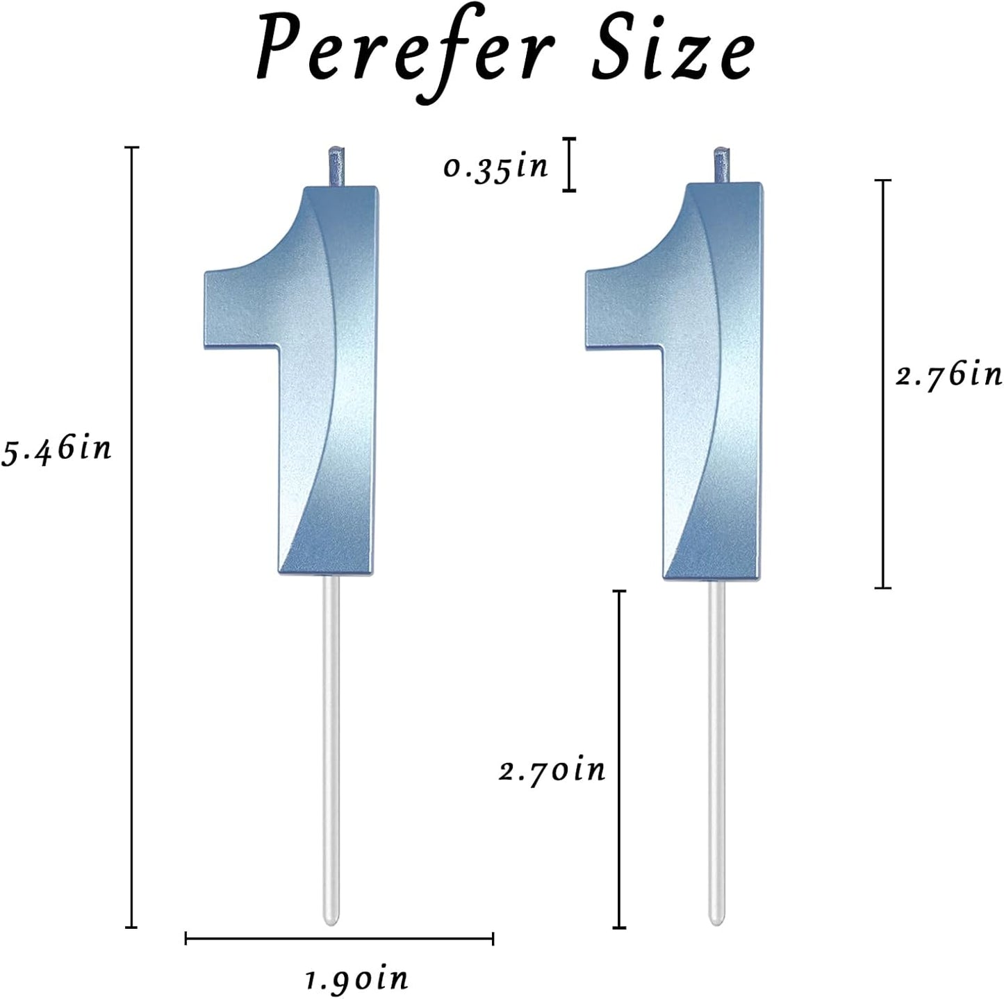Blue Number 11 Candles, 3D Diamond 2.76 Inch Cake Topper Birthday Candles for Wedding Anniversary Cake Decorations, Happy Birthday Party Decorations