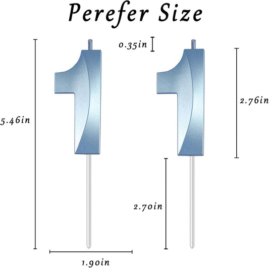 Blue Number 11 Candles, 3D Diamond 2.76 Inch Cake Topper Birthday Candles for Wedding Anniversary Cake Decorations, Happy Birthday Party Decorations