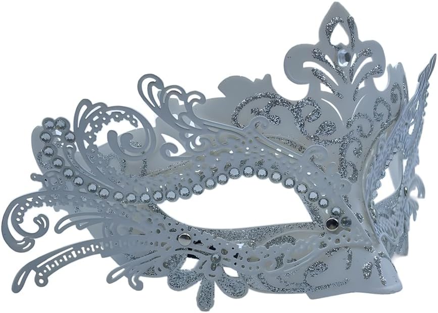 White Masquerade Mask Mardi Gras Mask for Costume Parties Halloween Venetian and Carnival
