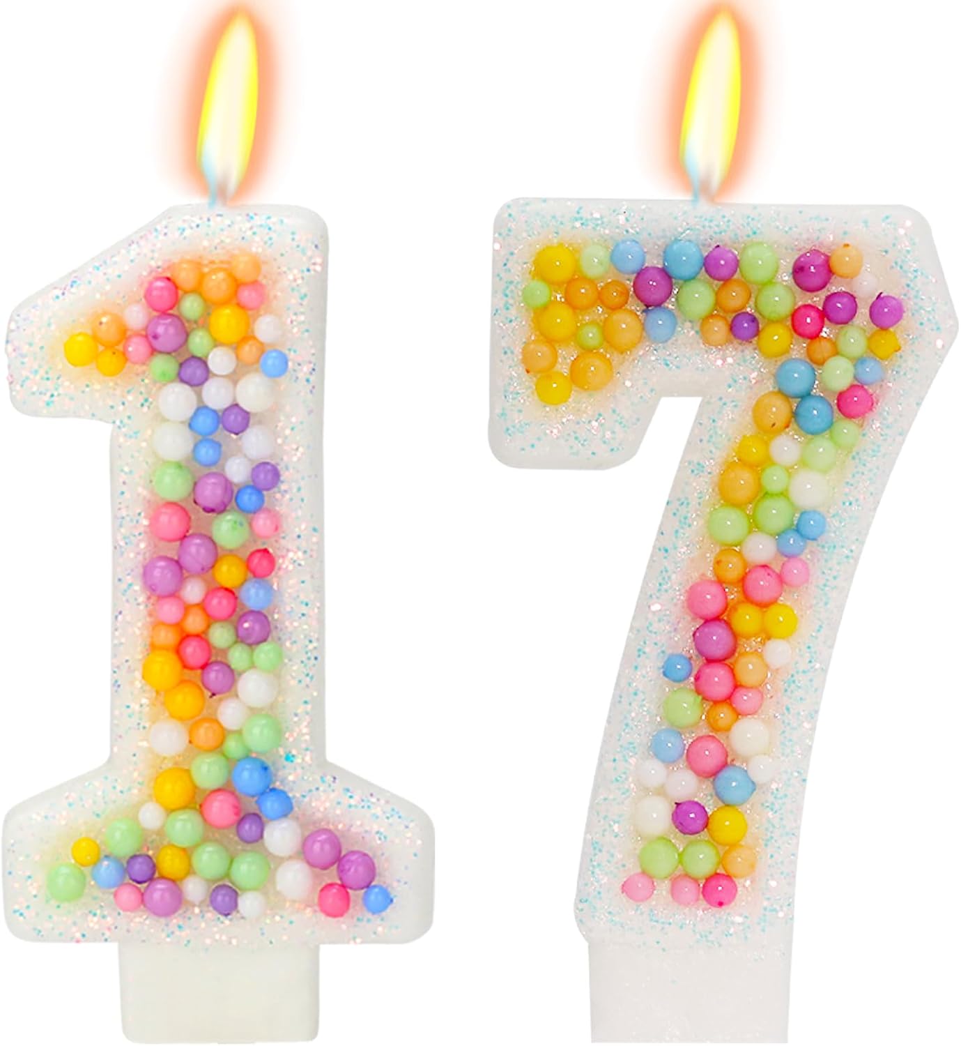 17th Birthday Candle for Cake, Colorful Macaron Numeral Candles for Boys/Girls, Theme Birthday Party Cake Decorations, Cake Topper for Birthday Party Supplies (Number 17)